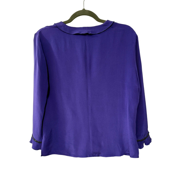 Jones New York Silk 2-Piece Set 8 Beaded Ruffle Jacket Maxi Slip Dress Purple - Picture 4 of 16